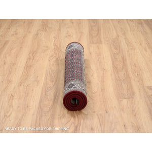 3'x5'2" Red Herati With All Over Design Hand Knotted Soft Wool 175 Kpsi Oriental Rug FWR384720