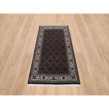 Load image into Gallery viewer, 3&#39;x5&#39;1&quot; Rich Black Hand Knotted Wool Herati With All Over Design 175 Kpsi Oriental Rug FWR384726