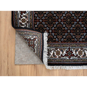 3'x5'1" Rich Black Hand Knotted Wool Herati with All Over Design 175 KPSI Oriental Rug FWR384726