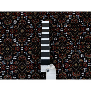 3'x5'1" Rich Black Hand Knotted Wool Herati with All Over Design 175 KPSI Oriental Rug FWR384726