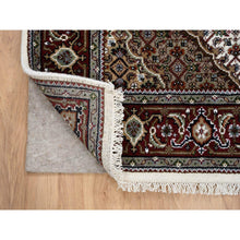 Load image into Gallery viewer, 4&#39;x6&#39;1&quot; Ivory Hand Knotted Tabriz Mahi with Fish Medallion Design Natural Wool ad Silk 175 KPSI Oriental Rug FWR384732