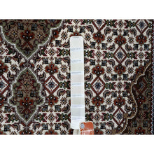 Load image into Gallery viewer, 4&#39;x6&#39;1&quot; Ivory Hand Knotted Tabriz Mahi with Fish Medallion Design Natural Wool ad Silk 175 KPSI Oriental Rug FWR384732