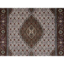 Load image into Gallery viewer, 4&#39;x6&#39;1&quot; Ivory Hand Knotted Tabriz Mahi with Fish Medallion Design Natural Wool ad Silk 175 KPSI Oriental Rug FWR384732