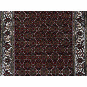 4'x6' Rich Red Hand Knotted Soft Wool 175 KPSI Herati with All Over Design Oriental Rug FWR384738