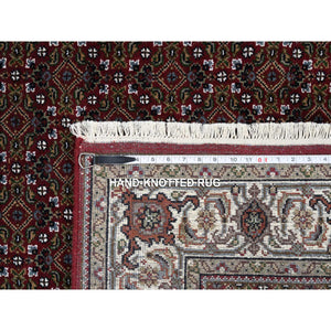 4'x6' Scarlet Red, Pure Silk, Tabriz Haji Jalili Paisley Design, Soft Pile, Hand Knotted, Oriental Rug FWR453888