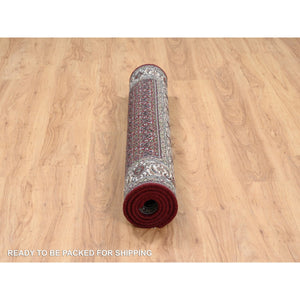 4'x5'10" Rich Red Hand Knotted 175 Kpsi Wool And Silk Herati With All Over Design Oriental Rug FWR384744