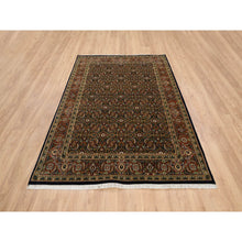 Load image into Gallery viewer, 5&#39;2&quot;x7&#39;4&quot; Ink Black, Hand Knotted Herati With All Over Design, 250 Kpsi Dense Weave Wool, Oriental Rug FWR384750