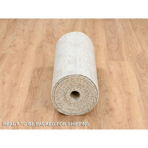 2'7"x24'3" Gray Modern Hand Knotted Hand Spun Undyed Natural Wool XL Runner Oriental Rug FWR384816