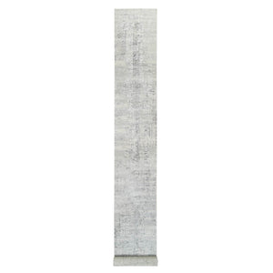 2'6"x20' Gray Modern Hand Knotted Cut and Loop Pile Hand Spun Undyed Natural Wool XL Runner Oriental Rug FWR384828
