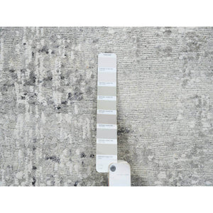 2'6"x20' Gray Modern Hand Knotted Cut and Loop Pile Hand Spun Undyed Natural Wool XL Runner Oriental Rug FWR384828