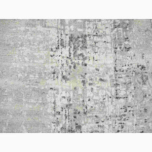 2'6"x20' Gray Modern Hand Knotted Cut and Loop Pile Hand Spun Undyed Natural Wool XL Runner Oriental Rug FWR384828