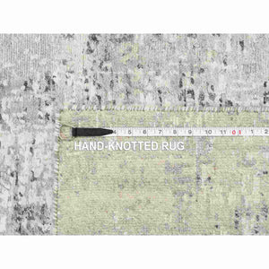 2'6"x20' Gray Modern Hand Knotted Cut and Loop Pile Hand Spun Undyed Natural Wool XL Runner Oriental Rug FWR384828