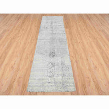 Load image into Gallery viewer, 2&#39;6&quot;x10&#39;1&quot; Gray Modern Hand Spun Undyed Natural Wool Hand Knotted Cut And Loop Pile Runner Oriental Rug FWR384834