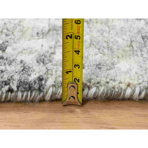 2'6"x10'1" Gray Modern Hand Spun Undyed Natural Wool Hand Knotted Cut And Loop Pile Runner Oriental Rug FWR384834