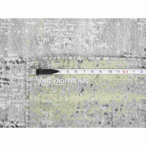 2'6"x10'1" Gray Modern Hand Spun Undyed Natural Wool Hand Knotted Cut And Loop Pile Runner Oriental Rug FWR384834