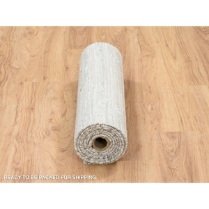 2'6"x9'9" Gray Modern Hand Knotted Hand Spun Undyed Natural Wool Runner Oriental Rug FWR384840