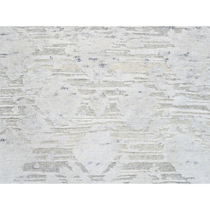 2'7"x8'2" Light Gray Hand Spun Undyed Natural Wool Hand Knotted Modern Runner Oriental Rug FWR384882