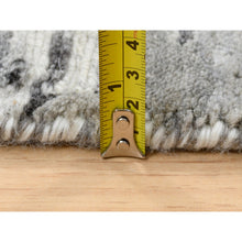 Load image into Gallery viewer, 4&#39;1&quot;x12&#39; Light Gray Hand Spun Undyed Natural Wool Modern Criss Cross Erased Design Hand Knotted Wide Runner Oriental Rug FWR384936