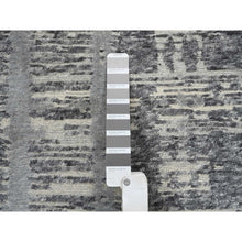Load image into Gallery viewer, 4&#39;2&quot;x10&#39;1&quot; Light Gray Hand Spun Undyed Natural Wool Modern Criss Cross Erased Design Hand Knotted Wide Runner Oriental Rug FWR384942