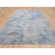 Load image into Gallery viewer, 9&#39;1&quot;x12&#39;1&quot; Gray, Modern Abstract Design Soft Pile, Denser Weave Wool And Silk Hand Knotted, Oriental Rug FWR385068