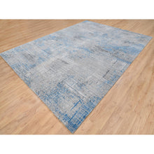 Load image into Gallery viewer, 9&#39;1&quot;x12&#39;1&quot; Gray, Modern Abstract Design Soft Pile, Denser Weave Wool And Silk Hand Knotted, Oriental Rug FWR385068