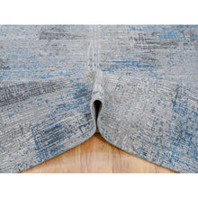 Load image into Gallery viewer, 9&#39;1&quot;x12&#39;1&quot; Gray, Modern Abstract Design Soft Pile, Denser Weave Wool And Silk Hand Knotted, Oriental Rug FWR385068