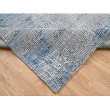 Load image into Gallery viewer, 9&#39;1&quot;x12&#39;1&quot; Gray, Modern Abstract Design Soft Pile, Denser Weave Wool And Silk Hand Knotted, Oriental Rug FWR385068