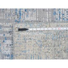 Load image into Gallery viewer, 9&#39;1&quot;x12&#39;1&quot; Gray, Modern Abstract Design Soft Pile, Denser Weave Wool And Silk Hand Knotted, Oriental Rug FWR385068
