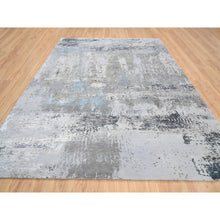 Load image into Gallery viewer, 9&#39;x11&#39;10&quot; Gray, Thick And Plush Densely woven Wool And Silk, Hand Knotted Modern Abstract Design, Oriental Rug FWR385098
