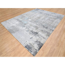 Load image into Gallery viewer, 9&#39;x11&#39;10&quot; Gray, Thick And Plush Densely woven Wool And Silk, Hand Knotted Modern Abstract Design, Oriental Rug FWR385098