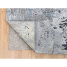 Load image into Gallery viewer, 9&#39;x11&#39;10&quot; Gray, Thick And Plush Densely woven Wool And Silk, Hand Knotted Modern Abstract Design, Oriental Rug FWR385098