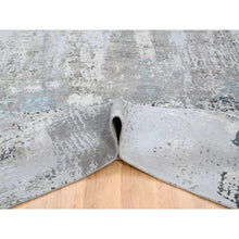 Load image into Gallery viewer, 9&#39;x11&#39;10&quot; Gray, Thick And Plush Densely woven Wool And Silk, Hand Knotted Modern Abstract Design, Oriental Rug FWR385098