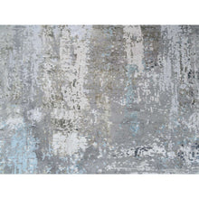 Load image into Gallery viewer, 9&#39;x11&#39;10&quot; Gray, Thick And Plush Densely woven Wool And Silk, Hand Knotted Modern Abstract Design, Oriental Rug FWR385098