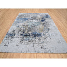 Load image into Gallery viewer, 7&#39;10&quot;x10&#39; Gray, Denser Weave Wool And Silk Hand Knotted, Modern Abstract Design Soft Pile, Oriental Rug FWR385104