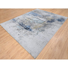 Load image into Gallery viewer, 7&#39;10&quot;x10&#39; Gray, Denser Weave Wool And Silk Hand Knotted, Modern Abstract Design Soft Pile, Oriental Rug FWR385104