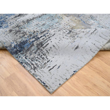 Load image into Gallery viewer, 7&#39;10&quot;x10&#39; Gray, Denser Weave Wool And Silk Hand Knotted, Modern Abstract Design Soft Pile, Oriental Rug FWR385104