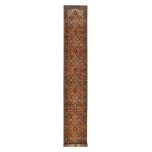 Load image into Gallery viewer, 2&#39;7&quot;x16&#39;3&quot; Terracotta Red, Antiqued Fine Heriz Re-Creation Densely Woven, Natural Dyes Soft Wool Hand Knotted, XL Runner Oriental Rug FWR385188