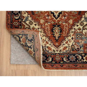 2'7"x16'3" Terracotta Red, Antiqued Fine Heriz Re-Creation Densely Woven, Natural Dyes Soft Wool Hand Knotted, XL Runner Oriental Rug FWR385188