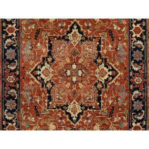 2'7"x16'3" Terracotta Red, Antiqued Fine Heriz Re-Creation Densely Woven, Natural Dyes Soft Wool Hand Knotted, XL Runner Oriental Rug FWR385188