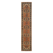 Load image into Gallery viewer, 2&#39;6&quot;x12&#39;2&quot; Terracotta Red, Antiqued Fine Heriz Re-Creation Densely Woven, Natural Dyes Hand Spun Wool Hand Knotted, Runner Oriental Rug FWR385230