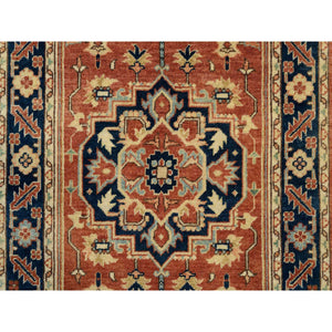 2'6"x12'2" Terracotta Red, Antiqued Fine Heriz Re-Creation Densely Woven, Natural Dyes Hand Spun Wool Hand Knotted, Runner Oriental Rug FWR385230