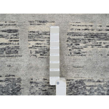 Load image into Gallery viewer, 2&#39;x3&#39;1&quot; Gray Hand Knotted Modern Criss Cross Erased Design Hand Spun Undyed Natural Wool Mat Oriental Rug FWR385416