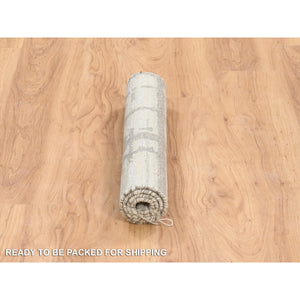 2'x3'1" Ivory Hand Spun Undyed Natural Wool Modern Design Hand Knotted Mat Oriental Rug FWR385434