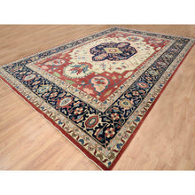 Load image into Gallery viewer, 11&#39;9&quot;x17&#39;10&quot; Navy Blue, Pliable Wool Hand Knotted, Heriz Revival With Medallion Design, Oversized Oriental Rug FWR385464