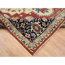 Load image into Gallery viewer, 11&#39;9&quot;x17&#39;10&quot; Navy Blue, Pliable Wool Hand Knotted, Heriz Revival With Medallion Design, Oversized Oriental Rug FWR385464