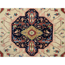 Load image into Gallery viewer, 11&#39;9&quot;x17&#39;10&quot; Navy Blue, Pliable Wool Hand Knotted, Heriz Revival With Medallion Design, Oversized Oriental Rug FWR385464