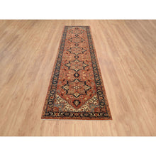 Load image into Gallery viewer, 2&#39;7&quot;x12&#39; Terracotta Red, Pure Wool Hand Knotted Antiqued Fine Heriz Re-creation, Dense Weave Natural Dyes, Runner Oriental Rug FWR385500