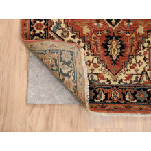 Load image into Gallery viewer, 2&#39;7&quot;x12&#39; Terracotta Red, Pure Wool Hand Knotted Antiqued Fine Heriz Re-creation, Dense Weave Natural Dyes, Runner Oriental Rug FWR385500