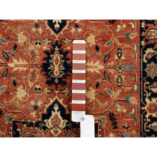 Load image into Gallery viewer, 2&#39;7&quot;x12&#39; Terracotta Red, Pure Wool Hand Knotted Antiqued Fine Heriz Re-creation, Dense Weave Natural Dyes, Runner Oriental Rug FWR385500