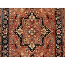 Load image into Gallery viewer, 2&#39;7&quot;x12&#39; Terracotta Red, Pure Wool Hand Knotted Antiqued Fine Heriz Re-creation, Dense Weave Natural Dyes, Runner Oriental Rug FWR385500